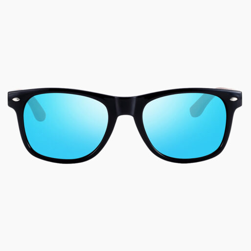 BARCUR - Γυαλιά Ηλίου Walnut Wayfarer Style Μαύρα με Sky Blue Polarized Φακό (8700)