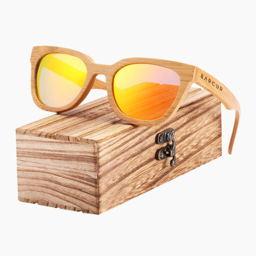 BARCUR - Γυαλιά Ηλίου Bamboo Upturned Style με Orange Polarized Φακό (5212)