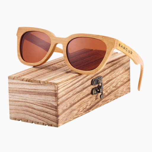 BARCUR - Γυαλιά Ηλίου Bamboo Upturned Style με Tea/Brown Polarized Φακό (8212)