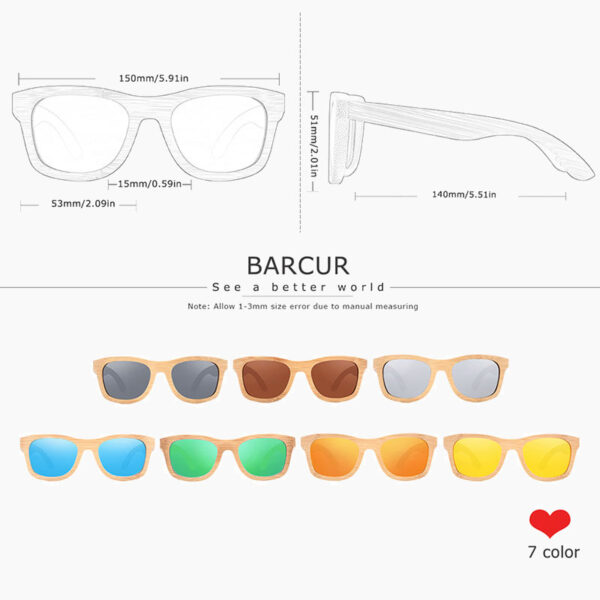BARCUR - Γυαλιά Ηλίου Bamboo Upturned Style με Grey Polarized Φακό (5210)
