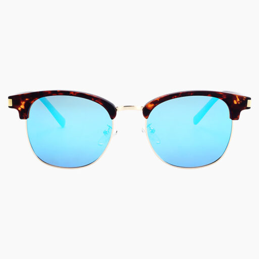 BARCUR - Γυαλιά Ηλίου Clubmaster Style Ταρταρούγα Σκελετό με Γαλάζιο Polarized Φακό (3017)