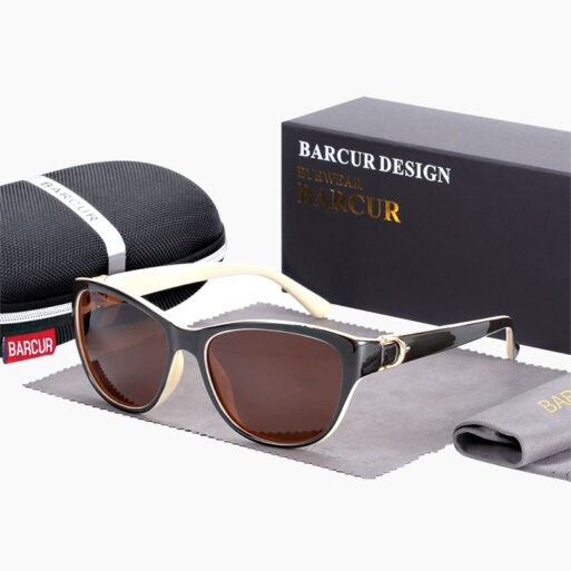 BARCUR - Γυαλιά Ηλίου Lifestyle Μαύρος/Λευκός Σκελετός & Tea Φακός Polarized (2572)