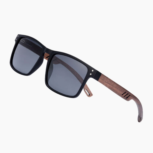 BARCUR – Γυαλιά Ηλίου Walnut Square Style Gloss Μαύρα με Black Polarized Φακό (4018)