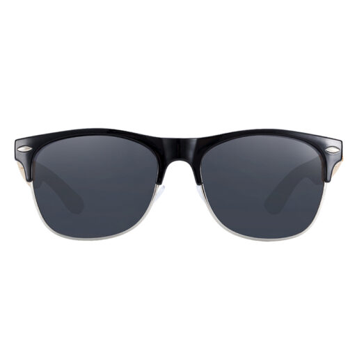 BARCUR – Γυαλιά Ηλίου Bamboo Clubmaster Style Μαύρο Σκελετό Με Μαύρο Polarized Φακό (4000)