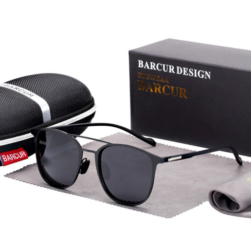 BARCUR – Γυαλιά Ηλίου Wayfarer Style Stainless Black Σκελετός & Black Φακός Polarized (2593)