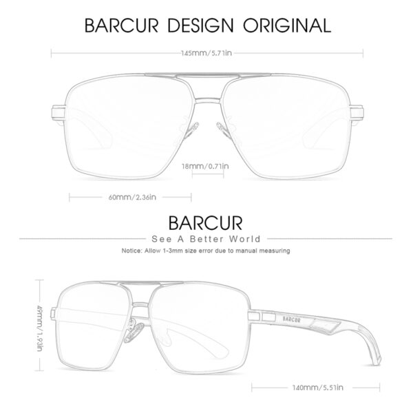 BARCUR – Γυαλιά Ηλίου Double Bridge Μαύρο Σκελετό & Grey Φακό Polarized (6568)