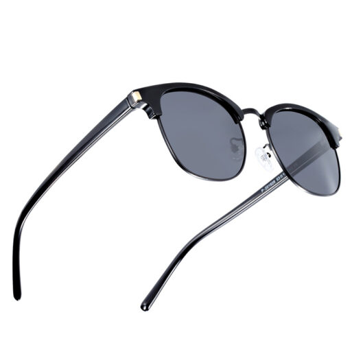 BARCUR – Γυαλιά Ηλίου Clubmaster Style Μαύρο Σκελετό με Μαύρο Polarized Φακό (3017)